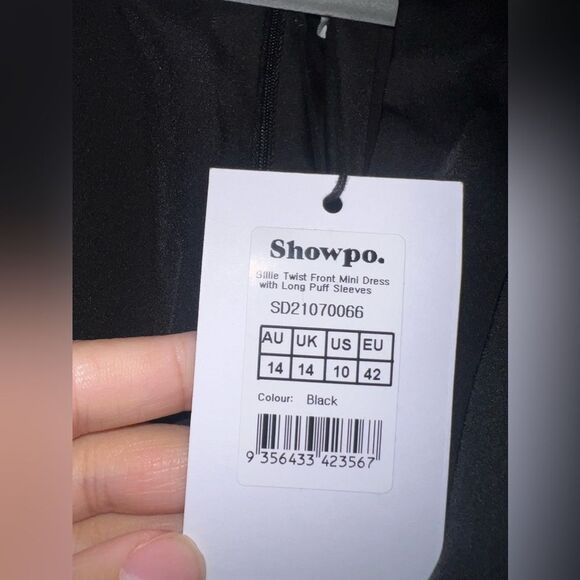 Showpo Billie Twist Front Mini Dress with Puff Sleeves Size 10 NWT holiday party - Picture 6 of 10